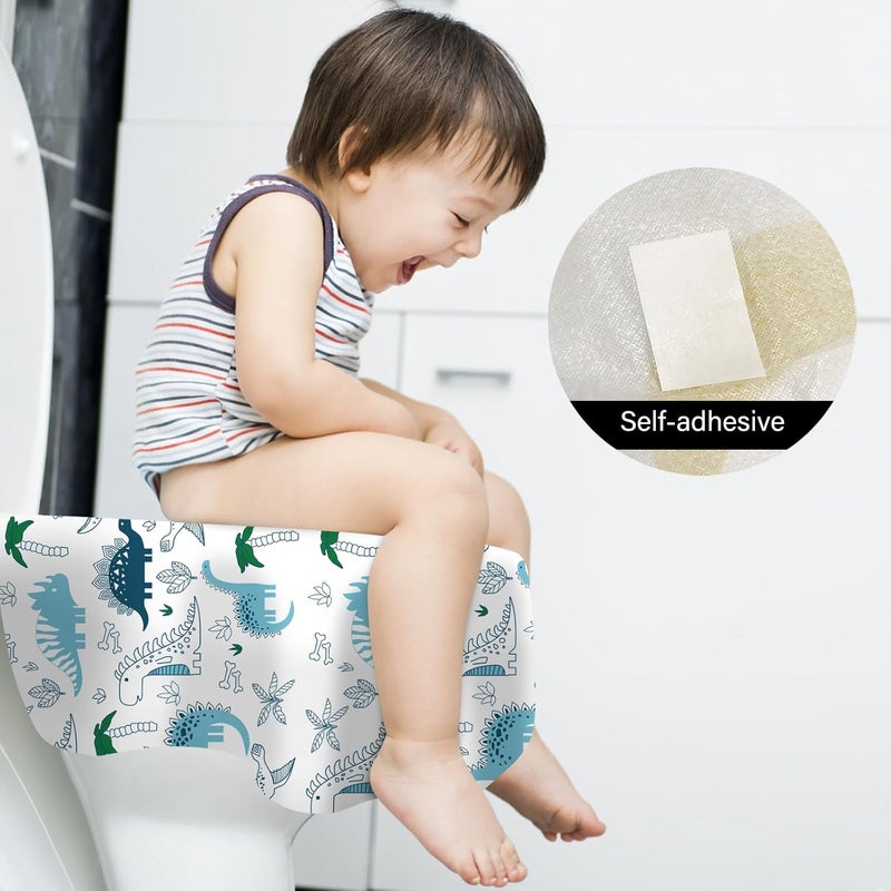 kimitimi 60 Pack Toilet Seat Covers Disposable, Extra Large Waterproof Toilet Cover for Toddlers & Adults, Individually Wrapped Travel Essential Portable Potty Training in Public Restrooms, Trip - Dinosaur - Image 3